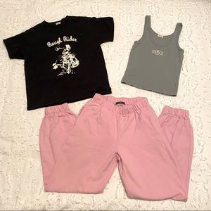 Pink Rosa Sweatpants - Rough Rider Tee - Hawaii Tank (SOLD)